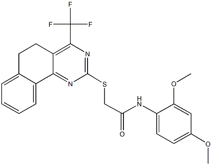 N-(2,4-dimethoxyphenyl)-2-{[4-(trifluoromethyl)-5,6-dihydrobenzo[h]quinazolin-2-yl]sulfanyl}acetamide Struktur