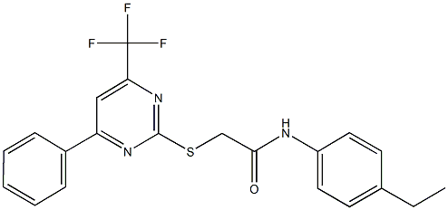 N-(4-ethylphenyl)-2-{[4-phenyl-6-(trifluoromethyl)-2-pyrimidinyl]sulfanyl}acetamide Struktur