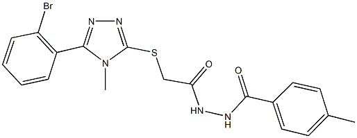 2-{[5-(2-bromophenyl)-4-methyl-4H-1,2,4-triazol-3-yl]sulfanyl}-N'-(4-methylbenzoyl)acetohydrazide Struktur