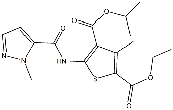 2-ethyl 4-isopropyl 3-methyl-5-{[(1-methyl-1H-pyrazol-5-yl)carbonyl]amino}-2,4-thiophenedicarboxylate Struktur