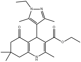 ethyl 4-(1-ethyl-3,5-dimethyl-1H-pyrazol-4-yl)-2,7,7-trimethyl-5-oxo-1,4,5,6,7,8-hexahydro-3-quinolinecarboxylate Struktur