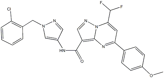 N-[1-(2-chlorobenzyl)-1H-pyrazol-4-yl]-7-(difluoromethyl)-5-(4-methoxyphenyl)pyrazolo[1,5-a]pyrimidine-3-carboxamide Struktur