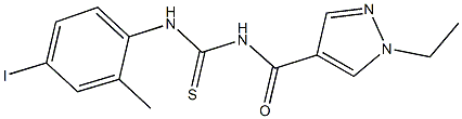 N-[(1-ethyl-1H-pyrazol-4-yl)carbonyl]-N'-(4-iodo-2-methylphenyl)thiourea Struktur