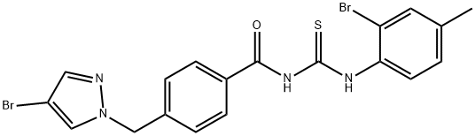 N-(2-bromo-4-methylphenyl)-N'-{4-[(4-bromo-1H-pyrazol-1-yl)methyl]benzoyl}thiourea Struktur