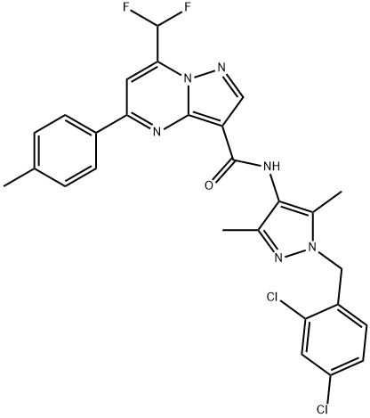 N-[1-(2,4-dichlorobenzyl)-3,5-dimethyl-1H-pyrazol-4-yl]-7-(difluoromethyl)-5-(4-methylphenyl)pyrazolo[1,5-a]pyrimidine-3-carboxamide Struktur