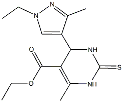 ethyl 4-(1-ethyl-3-methyl-1H-pyrazol-4-yl)-6-methyl-2-thioxo-1,2,3,4-tetrahydro-5-pyrimidinecarboxylate Struktur