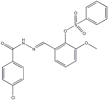 2-[2-(4-chlorobenzoyl)carbohydrazonoyl]-6-methoxyphenyl benzenesulfonate Struktur