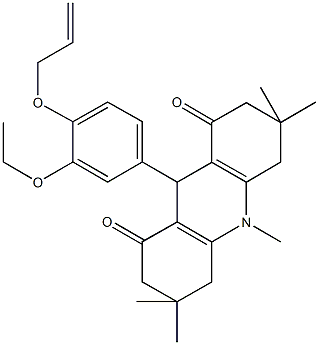 9-[4-(allyloxy)-3-ethoxyphenyl]-3,3,6,6,10-pentamethyl-3,4,6,7,9,10-hexahydro-1,8(2H,5H)-acridinedione Struktur