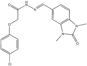 2-(4-chlorophenoxy)-N'-[(1,3-dimethyl-2-oxo-2,3-dihydro-1H-benzimidazol-5-yl)methylene]acetohydrazide Struktur