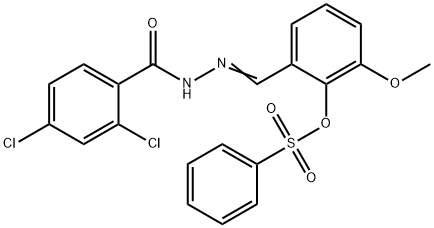 2-[2-(2,4-dichlorobenzoyl)carbohydrazonoyl]-6-methoxyphenyl benzenesulfonate Struktur