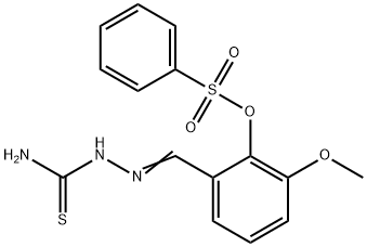 2-[2-(aminocarbothioyl)carbohydrazonoyl]-6-methoxyphenyl benzenesulfonate Struktur