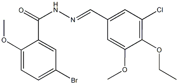 5-bromo-N'-(3-chloro-4-ethoxy-5-methoxybenzylidene)-2-methoxybenzohydrazide Struktur