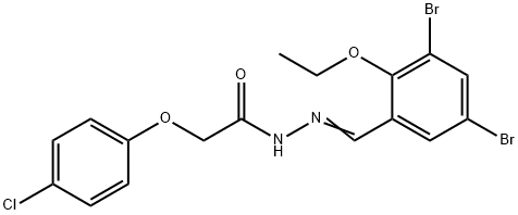 2-(4-chlorophenoxy)-N'-(3,5-dibromo-2-ethoxybenzylidene)acetohydrazide Struktur