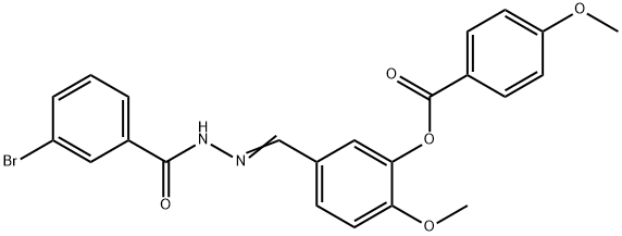 5-[2-(3-bromobenzoyl)carbohydrazonoyl]-2-methoxyphenyl 4-methoxybenzoate Struktur