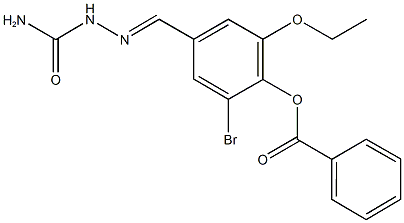 4-[2-(aminocarbonyl)carbohydrazonoyl]-2-bromo-6-ethoxyphenyl benzoate Struktur