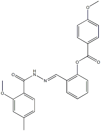 2-[2-(2-methoxy-4-methylbenzoyl)carbohydrazonoyl]phenyl 4-methoxybenzoate Struktur