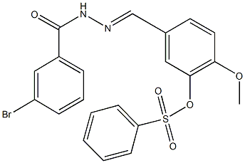 5-[2-(3-bromobenzoyl)carbohydrazonoyl]-2-methoxyphenyl benzenesulfonate Struktur