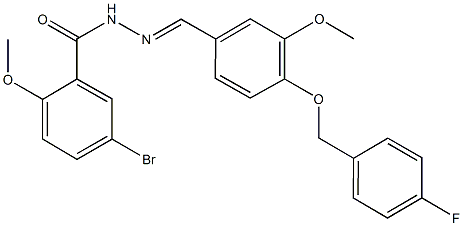 5-bromo-N'-{4-[(4-fluorobenzyl)oxy]-3-methoxybenzylidene}-2-methoxybenzohydrazide Struktur