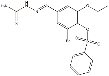 4-[2-(aminocarbothioyl)carbohydrazonoyl]-2-bromo-6-ethoxyphenyl benzenesulfonate Struktur