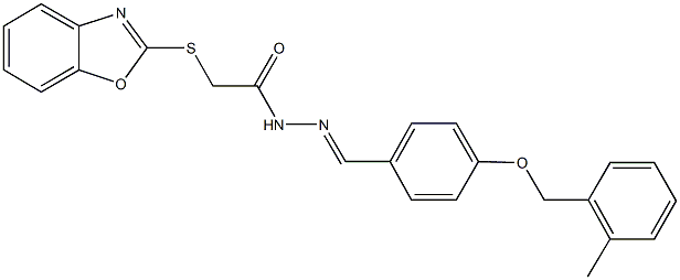 2-(1,3-benzoxazol-2-ylsulfanyl)-N'-{4-[(2-methylbenzyl)oxy]benzylidene}acetohydrazide Struktur