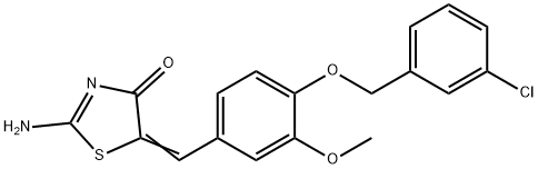 5-{4-[(3-chlorobenzyl)oxy]-3-methoxybenzylidene}-2-imino-1,3-thiazolidin-4-one Struktur