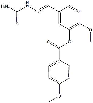 5-[2-(aminocarbothioyl)carbohydrazonoyl]-2-methoxyphenyl 4-methoxybenzoate Struktur