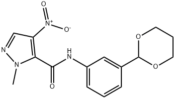 N-[3-(1,3-dioxan-2-yl)phenyl]-4-nitro-1-methyl-1H-pyrazole-5-carboxamide Struktur