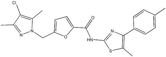 5-[(4-chloro-3,5-dimethyl-1H-pyrazol-1-yl)methyl]-N-[5-methyl-4-(4-methylphenyl)-1,3-thiazol-2-yl]-2-furamide Struktur