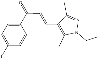 3-(1-ethyl-3,5-dimethyl-1H-pyrazol-4-yl)-1-(4-iodophenyl)-2-propen-1-one Struktur