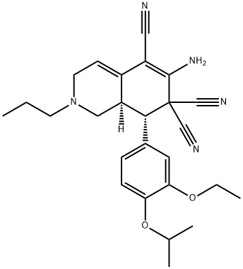 6-amino-8-(3-ethoxy-4-isopropoxyphenyl)-2-propyl-2,3,8,8a-tetrahydro-5,7,7(1H)-isoquinolinetricarbonitrile Struktur