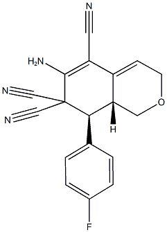 6-amino-8-(4-fluorophenyl)-8,8a-dihydro-1H-isochromene-5,7,7(3H)-tricarbonitrile Struktur