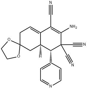 2-amino-4-(4-pyridinyl)-4a,5,6,7-tetrahydrospiro[naphthalene-6,2'-[1,3]-dioxolane]-1,3,3(4H)-tricarbonitrile Struktur