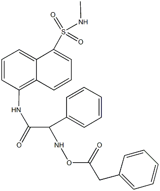 N-{5-[(methylamino)sulfonyl]-1-naphthyl}-2-phenyl-2-{[(phenylacetyl)oxy]amino}acetamide Struktur