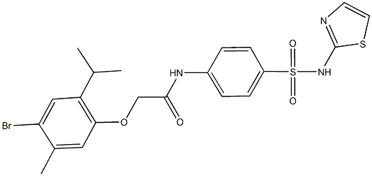 2-(4-bromo-2-isopropyl-5-methylphenoxy)-N-{4-[(1,3-thiazol-2-ylamino)sulfonyl]phenyl}acetamide Struktur