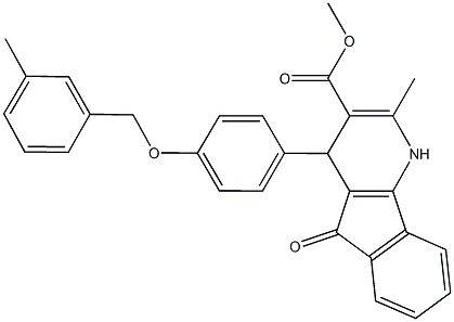 methyl 2-methyl-4-{4-[(3-methylbenzyl)oxy]phenyl}-5-oxo-4,5-dihydro-1H-indeno[1,2-b]pyridine-3-carboxylate Struktur