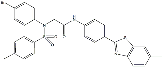 2-{4-bromo[(4-methylphenyl)sulfonyl]anilino}-N-[4-(6-methyl-1,3-benzothiazol-2-yl)phenyl]acetamide Struktur