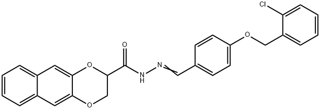 N'-{4-[(2-chlorobenzyl)oxy]benzylidene}-2,3-dihydronaphtho[2,3-b][1,4]dioxine-2-carbohydrazide Struktur