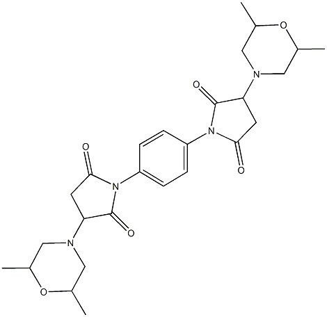 3-(2,6-dimethyl-4-morpholinyl)-1-{4-[3-(2,6-dimethyl-4-morpholinyl)-2,5-dioxo-1-pyrrolidinyl]phenyl}-2,5-pyrrolidinedione Struktur