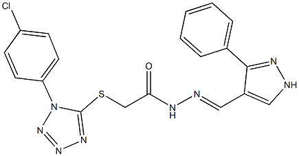 2-{[1-(4-chlorophenyl)-1H-tetraazol-5-yl]sulfanyl}-N'-[(3-phenyl-1H-pyrazol-4-yl)methylene]acetohydrazide Struktur