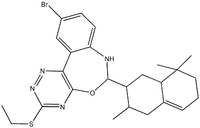 10-bromo-6-(3,8,8-trimethyl-1,2,3,4,6,7,8,8a-octahydro-2-naphthalenyl)-6,7-dihydro[1,2,4]triazino[5,6-d][3,1]benzoxazepin-3-yl ethyl sulfide Struktur