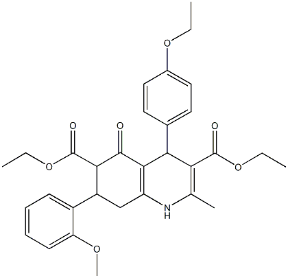 diethyl 4-(4-ethoxyphenyl)-7-(2-methoxyphenyl)-2-methyl-5-oxo-1,4,5,6,7,8-hexahydro-3,6-quinolinedicarboxylate Struktur