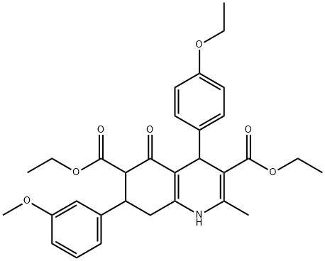 diethyl 4-(4-ethoxyphenyl)-7-(3-methoxyphenyl)-2-methyl-5-oxo-1,4,5,6,7,8-hexahydro-3,6-quinolinedicarboxylate Struktur