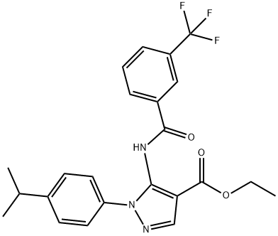 ethyl 1-(4-isopropylphenyl)-5-{[3-(trifluoromethyl)benzoyl]amino}-1H-pyrazole-4-carboxylate Struktur