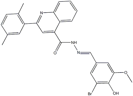 N'-(3-bromo-4-hydroxy-5-methoxybenzylidene)-2-(2,5-dimethylphenyl)-4-quinolinecarbohydrazide Struktur