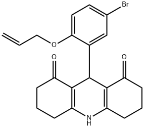 9-[2-(allyloxy)-5-bromophenyl]-3,4,6,7,9,10-hexahydroacridine-1,8(2H,5H)-dione Struktur