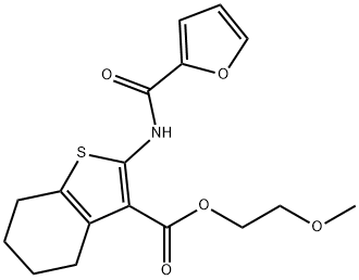 2-methoxyethyl 2-(2-furoylamino)-4,5,6,7-tetrahydro-1-benzothiophene-3-carboxylate Struktur