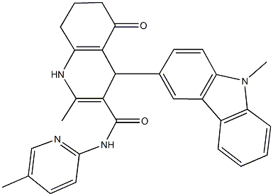 2-methyl-4-(9-methyl-9H-carbazol-3-yl)-N-(5-methylpyridin-2-yl)-5-oxo-1,4,5,6,7,8-hexahydroquinoline-3-carboxamide Struktur