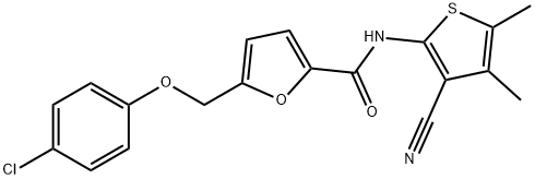 5-[(4-chlorophenoxy)methyl]-N-(3-cyano-4,5-dimethyl-2-thienyl)-2-furamide Struktur