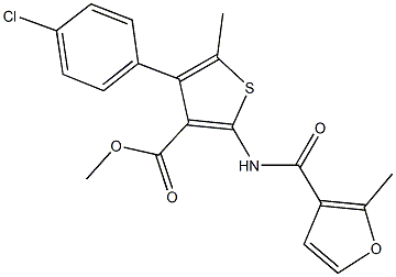 methyl 4-(4-chlorophenyl)-5-methyl-2-[(2-methyl-3-furoyl)amino]thiophene-3-carboxylate Struktur