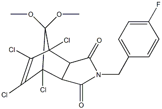 1,7,8,9-tetrachloro-4-(4-fluorobenzyl)-10,10-dimethoxy-4-azatricyclo[5.2.1.0~2,6~]dec-8-ene-3,5-dione Struktur